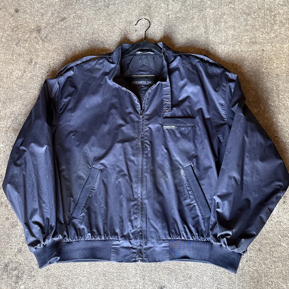 Members Only Vintage Classic Bomber Jacket Blue Size L